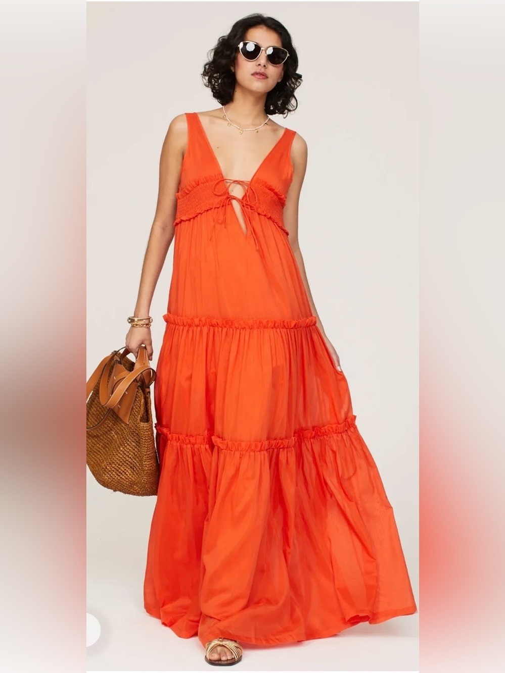 RTR Nicholas Orange Myla Maxi Dress Size 12 (0055))